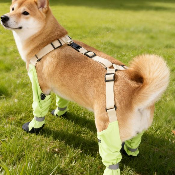 XC08 Suspender Dog Boots (Leg Covers) on a pet