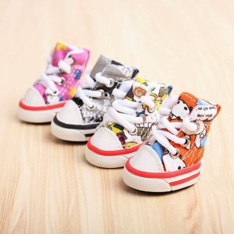 XC19 Canvas Lace-Up Dog Sneakers on a pet